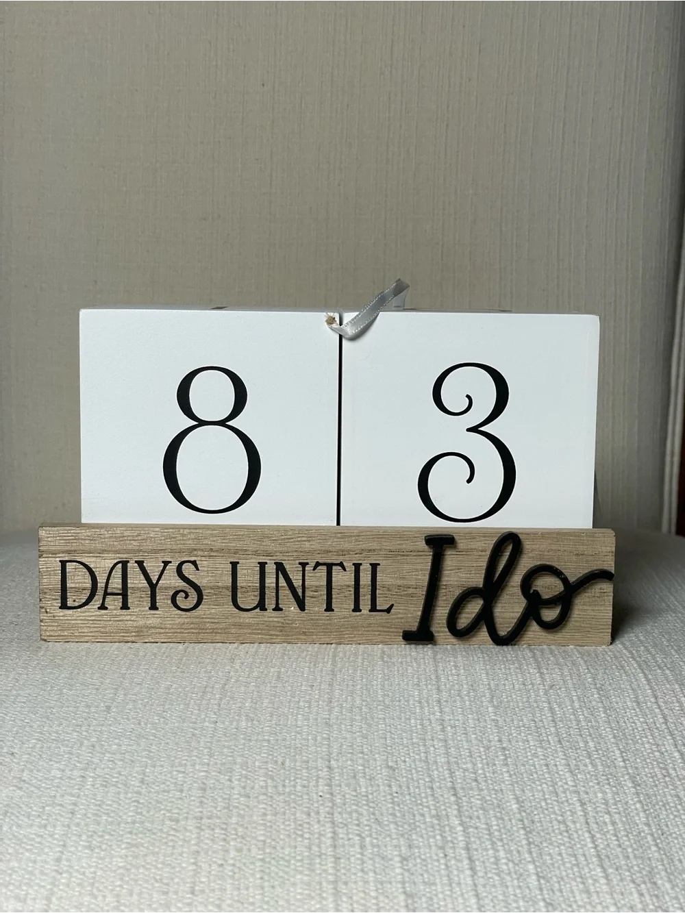 Wooden 'Days Until I Do' Wedding Countdown Blocks - White & Natural